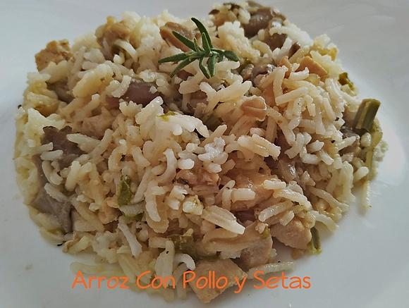 Arroz con setas y pollo