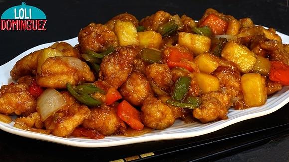 Pollo con salsa agridulce receta china fácil y rápida
