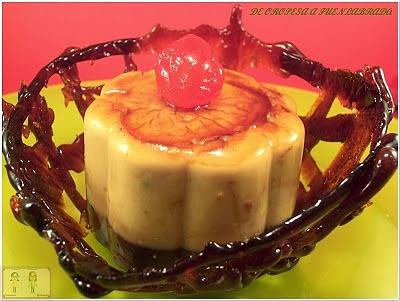Flan de turrón y chocolate