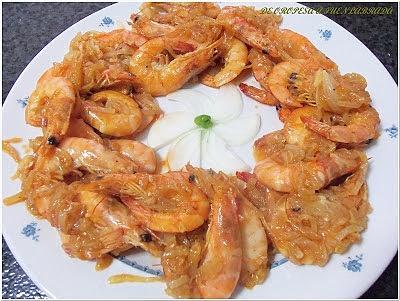Langostinos flambéados