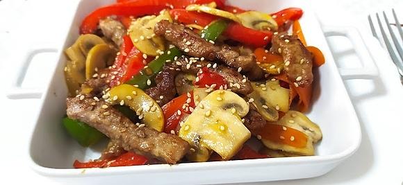 Salteado de ternera con verduras