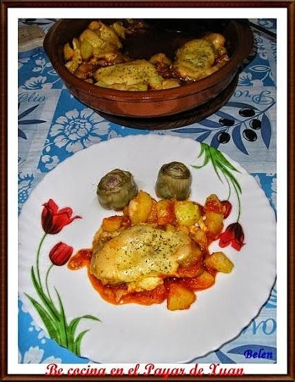 Rape con salsa de pimientos Navidad