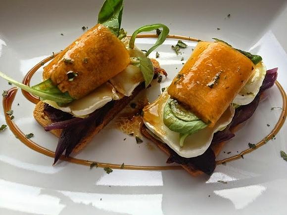 Pincho de carpaccio de calabaza con vinagreta de soja