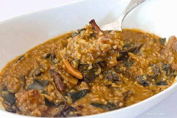 Arroz meloso de otoño con calabaza y setas