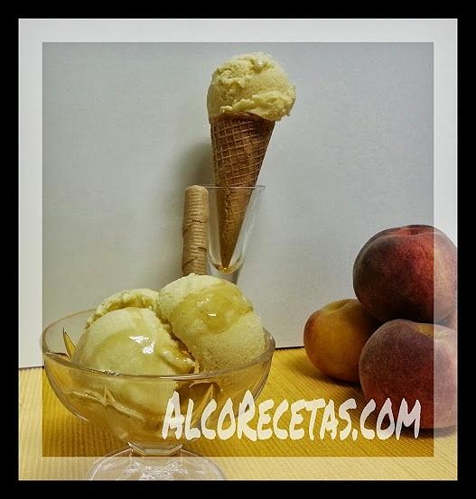 Helado de melocotón sin heladera