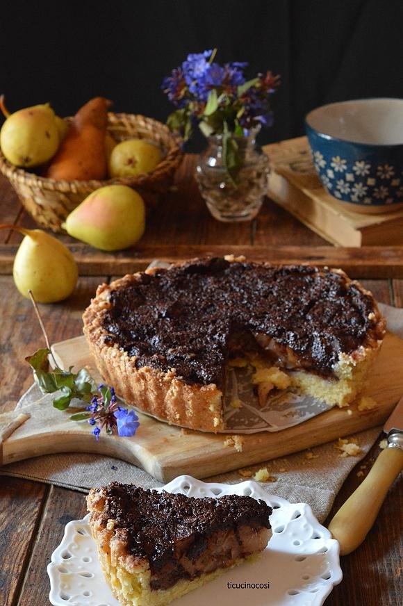 Tarta de pera y chocolate