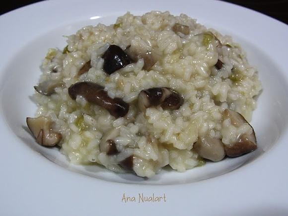 Risotto de setas y pimiento verde