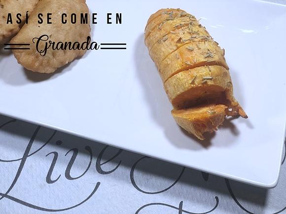Boniato Hasselback con mantequilla