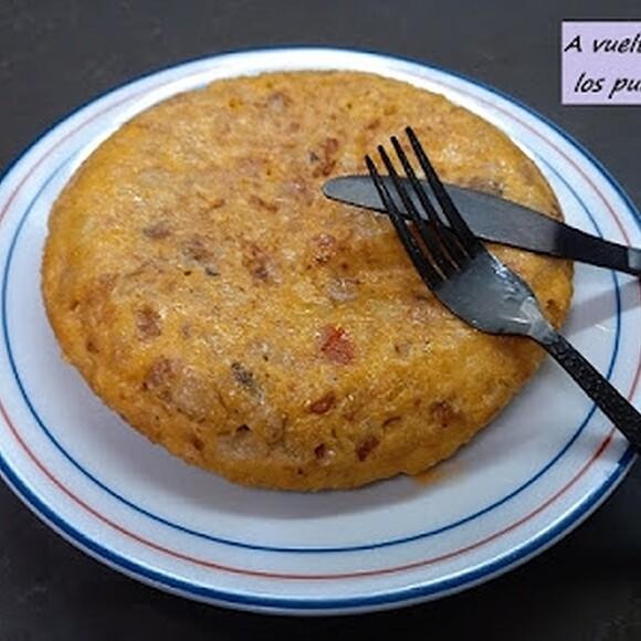 Tortilla de pisto con bacalao