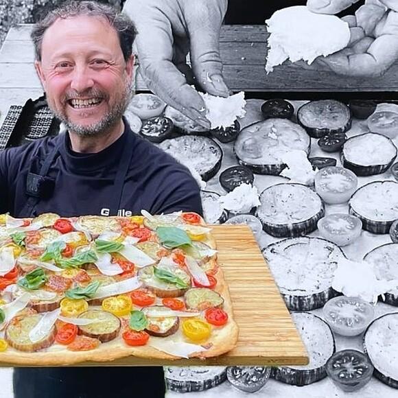 Coca de berenjena y tomate