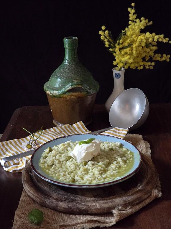 Risotto ai piselli e certosa
