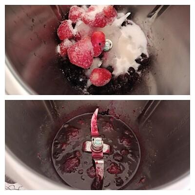 Brazo gitano relleno de nata y mermelada de frutos rojos en Thermomix