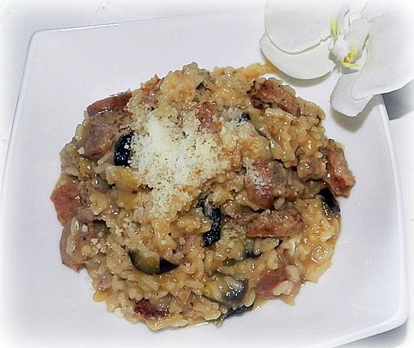 Risotto de berenjena y longaniza