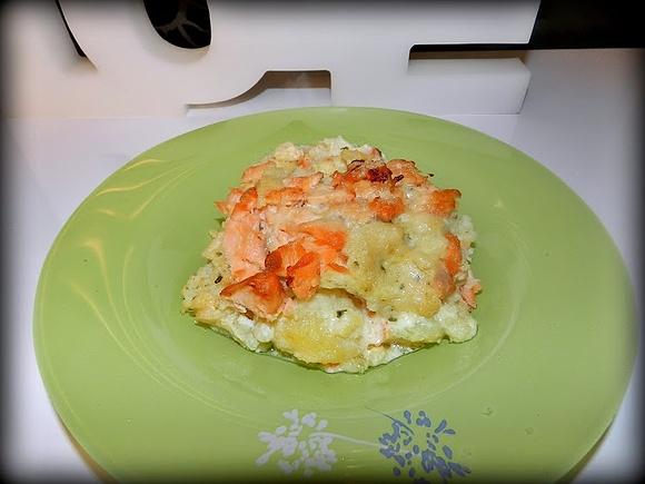Gratinado de coliflor y salmón