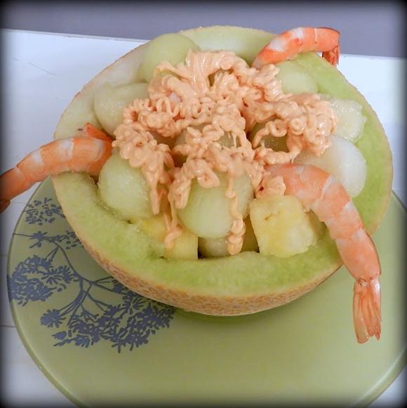Cóctel de melón y langostinos