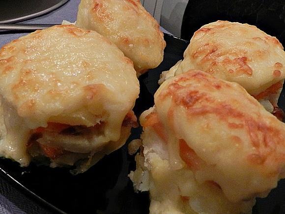 Milhojas de patata y salmón ahumado