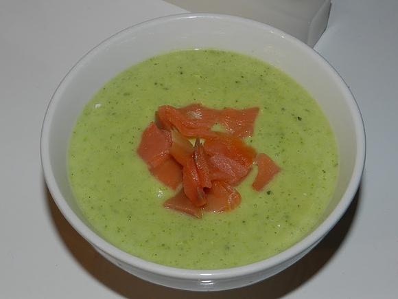 Crema de calabacín con salmón