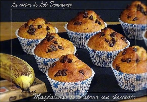 Magdalenas de plátano con chocolate