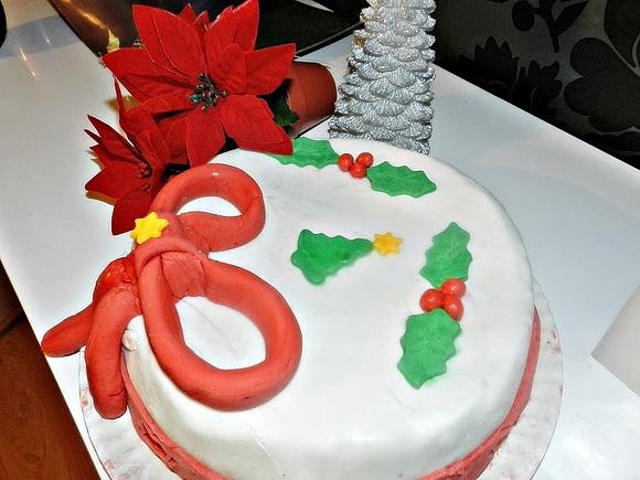 Tarta de fondant navideña feliz Navidad