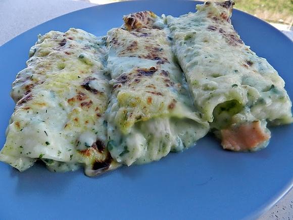 Canelones marineros con espinacas