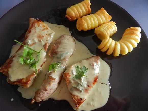 Secreto ibérico con salsa de gorgonzola