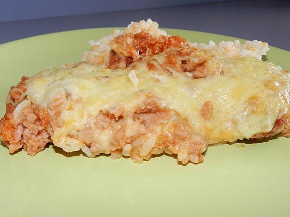 Arroz a la boloñesa con bechamel