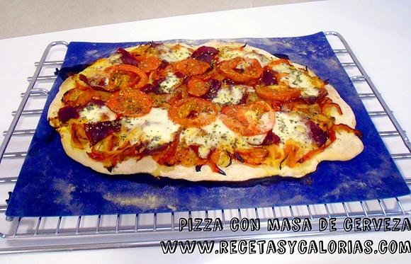 Pizza con masa casera de cerveza